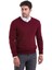 Erkek Bordo Regular Fit Desenli V Yaka Triko Kazak 4