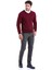 Erkek Bordo Regular Fit Desenli V Yaka Triko Kazak 5