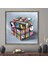 1 Parça Gold Çerçeveli Kanvas Tablo, Rubiks Cube Grafftii Baskı, Modern Grafiti Kanvas, 1