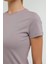 W-CT122 Basıc C Neck T-Sh Pastel Mor Kadın Kısa Kol T-Shirt 4