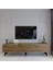 Modern Tv Sehpası Gold Üçgen Kulp Kepli G9107-2 Ceviz 35 cm Derinlik 1