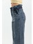 Gri Beli Büzgülü Bol Paça Wide Leg Jean 2