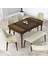 Concept Kar Serisi, 80X132 Açılabilir Mdf Mutfak Masa Takımı, Barok Ahşap Desen Masa 4 Sandalye 1 Bench 1