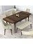 Concept Kar Serisi, 80X132 Açılabilir Mdf Mutfak Masa Takımı, Barok Ahşap Desen Masa 4 Sandalye 1 Bench 2