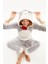 Kadın Gri Sevimli Kedi Baskılı Arka Fermuarlı Polar Tulum Pijama 2
