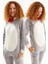 Kadın Gri Sevimli Kedi Baskılı Arka Fermuarlı Polar Tulum Pijama 4