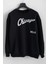 Erkek Siyah 3 Iplik Şardonlu Pamuklu Oversize Sweatshirt 1