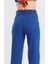 Mavi Bol Paça Yırtmaçlı Kot Pantolon Flare Jean 4