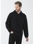 Kapüşon Yaka Baskılı Siyah Erkek Sweatshirt E-Solı 1