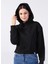 Kapüşon Yaka Düz Siyah Kadin Sweatshirt 231 Lcf 241002 Fiona Siyah 1