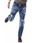 CD781 Yırtık Yamalı Mavi Erkek Jeans 1