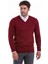 Erkek Bordo Regular Fit Yünlü Düz V Yaka Triko Kazak 2
