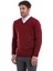 Erkek Bordo Regular Fit Yünlü Düz V Yaka Triko Kazak 3