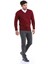Erkek Bordo Regular Fit Yünlü Düz V Yaka Triko Kazak 4
