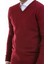 Erkek Bordo Regular Fit Yünlü Düz V Yaka Triko Kazak 5