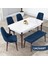 Concept Kar Serisi, 80X132 Açılabilir Mdf Masa Takımı, Beyaz Masa Ceviz Ayak 4 Sandalye 1 Bench 1