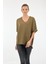 Oversize V Yaka Kadın Bluz - Kısa Kol Minimalist Günlük 1