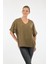Oversize V Yaka Kadın Bluz - Kısa Kol Minimalist Günlük 3