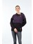 Gömlek Yaka Desenli Uzun Kollu Siyah Kadın Sweatshirt 22233303 1