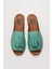 Yeşil Nil Deri Kadın Düz Terlik 1