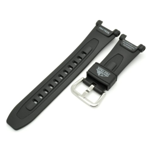 Bracelet De Rechange Pour Montre Casio PRG-40 - Résine Noire, Avec 4 Vis De Fixation