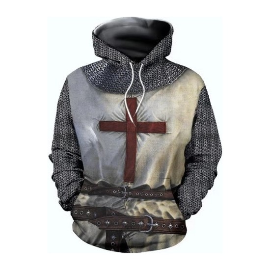 Janae Erkek Ortaçağ Tapınak Şövalyesi 3D Sweatshirt Hoodies (Yurt Dışından)