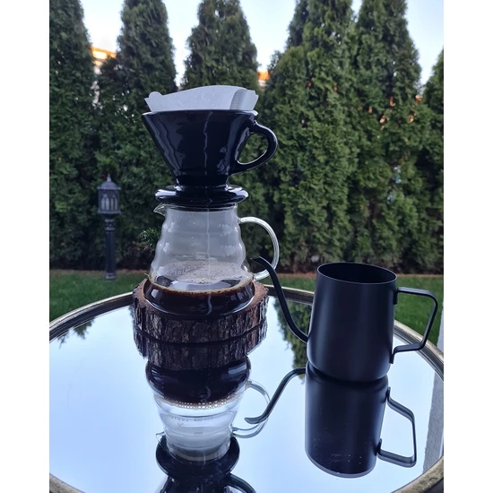 Hubby Chef Kahve Demleme Seti V60 Dripper 600ml Seramik Fincan Kahve Demleme Ibriği
