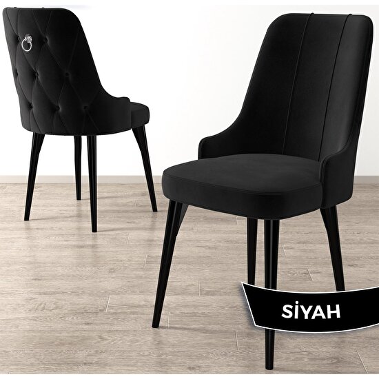 Canisa Concept Enoa Serisi Siyah Gürgen Ayaklı Babyface Kumaş Gümüş Halkalı Sandalye