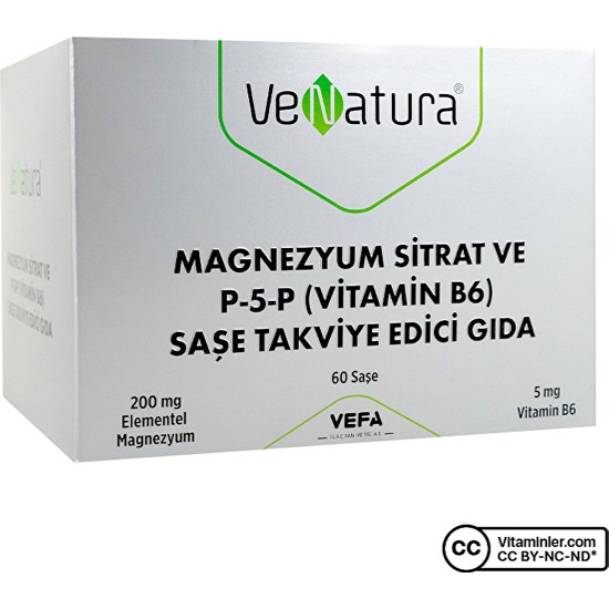 Venatura Magnezyum Sitrat Ve P5P (Vitamin B6) 60 Saşe Fiyatı