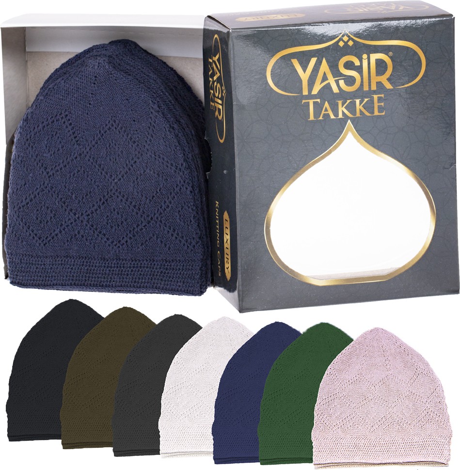 Berat Takke - Namaz Takkesi - Makine Örgüsü - 12 Adet - Siyah Renk görsel 2