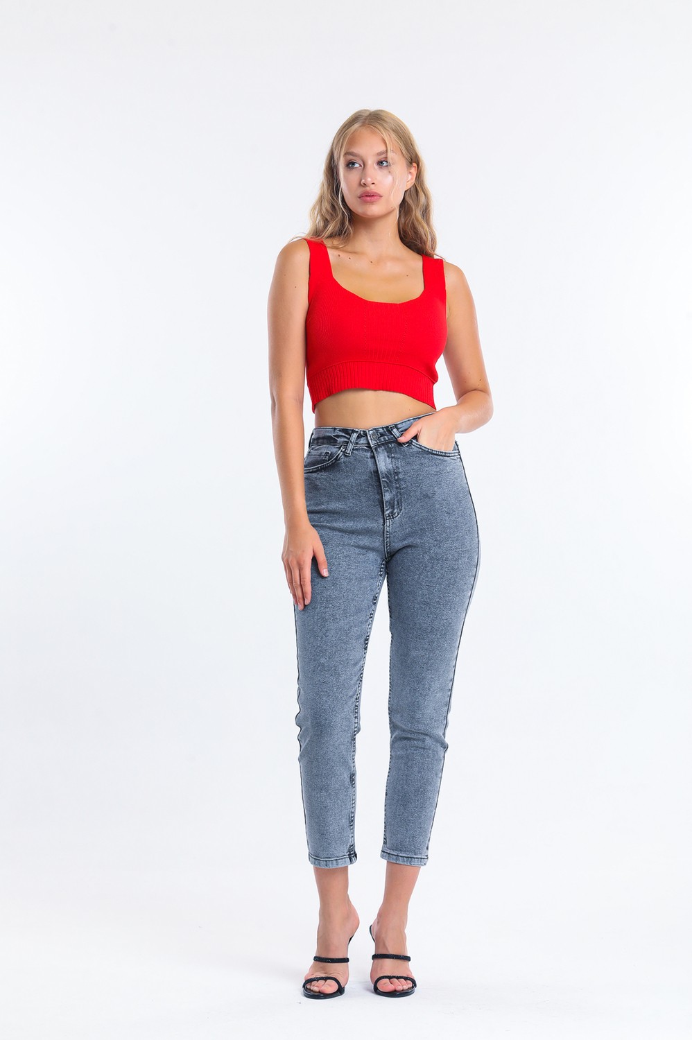 Shevega Siyah Mom Jean Likralı Kot Pantolon