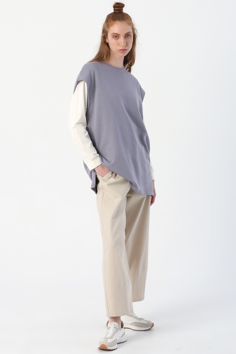 ALLDAY Oversize Yırtmaç Detaylı Basic Süveter görsel 2