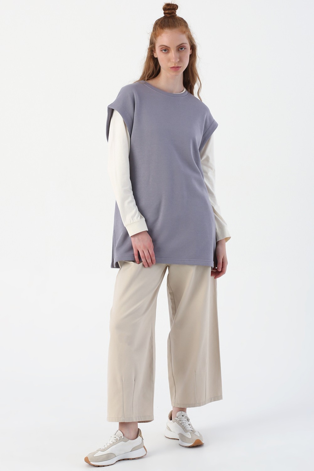 ALLDAY Oversize Yırtmaç Detaylı Basic Süveter görsel 5