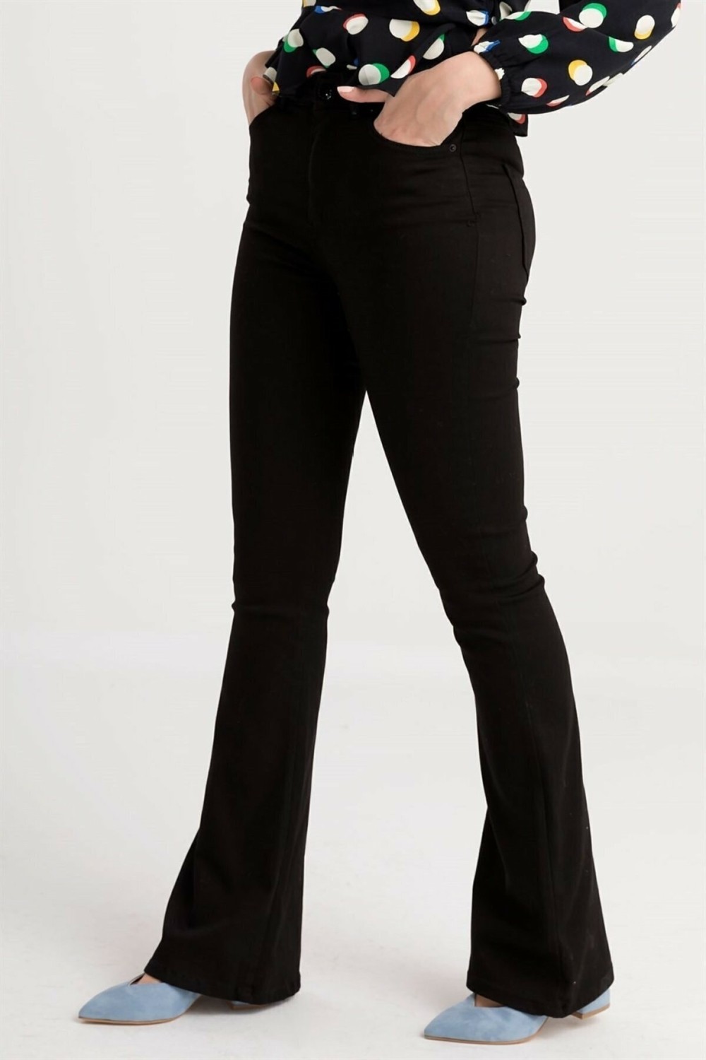 Ramrod Ispanyol Paça Jeans Solmaz Yüksek Bel Kot Pantolon,(Toparlayıcı) görsel 4