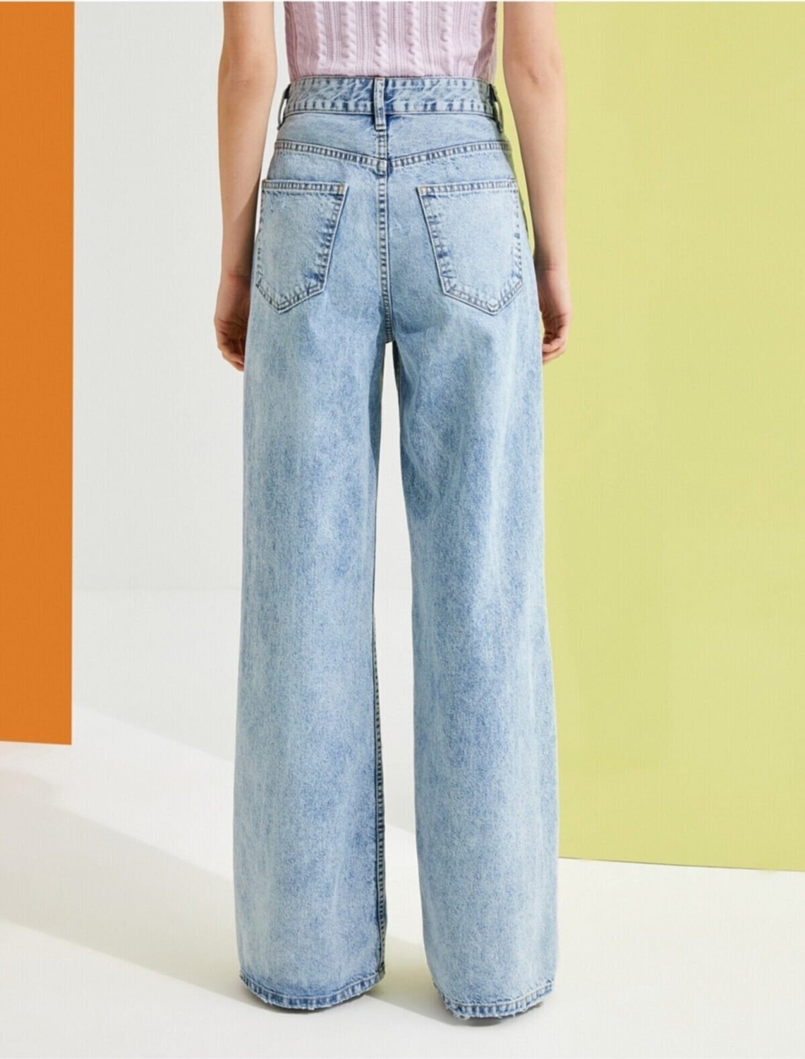 Ramrod Siyah Süper Yüksek Bel Wide Leg Jeans Likralı Bol Paça Kot Pantolon görsel 3