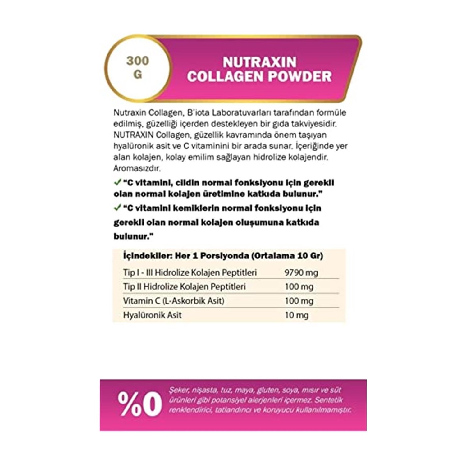 Nutraxin Collagen Powder 300 Gr Fiyatı - Taksit Seçenekleri