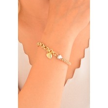 Cebeci 14 Ayar Altın Kalpli Bileklik