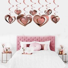 Çıtı Pıtı Store 12'li 3D Tavan Süs Kalp Rose