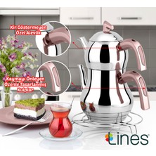 Lines Şahmeran Paslanmaz Çelik Çaydanlık Soft Kulp - Rosegold