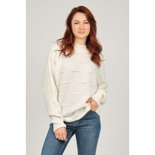 Fashion Friends Kadın Balıkçı Yaka Yarasa Kol Kazak 5373505 Ekru