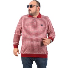 Moc Grande Mocgrande Büyük Beden Erkek Sweatshirt Polo Yaka 22714-BORDO