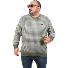 Starbattal Büyük Beden Erkek Haki Bisiklet Yaka Sweatshirt Uzun Kol Regular Fit Desenli 22715