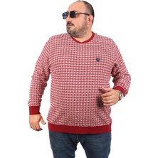 Starbattal Büyük Beden Erkek Bisiklet Yaka Sweatshirt 22715-BORDO