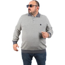 Starbattal Büyük Beden Erkek Sweatshirt Polo Yaka 22714-ANTRASIT