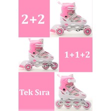 Toyaş Mor Ayarlanabilir Metal Alıştırma Pateni Taşıma Çantalı 2+2 Işıklı 4 Tekerlekli Pembe Kadın ve Kızlar İçin