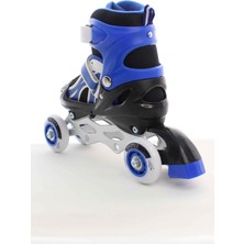 Toyaş Mavi Ayarlanabilir 2+2 Işıklı Metal Alıştırma Pateni Taşıma Çantalı