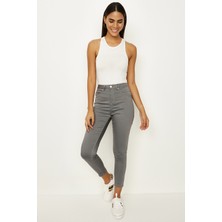 Select Moda Kadın Yırtık Detaylı Yüksek Bel Skinny Jeans