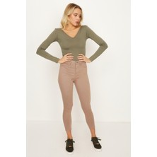 Select Moda Kadın Yırtık Detaylı Yüksek Bel Skinny Jeans