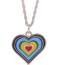 Kolbi Rainbow Kalp Kolye Antik Gümüş Gökkuşağı Kalp Kolye