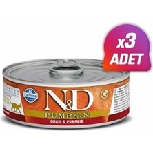 3 Adet - N&d Balkabaklı ve Bıldırcınlı Kedi Konservesi 80 gr